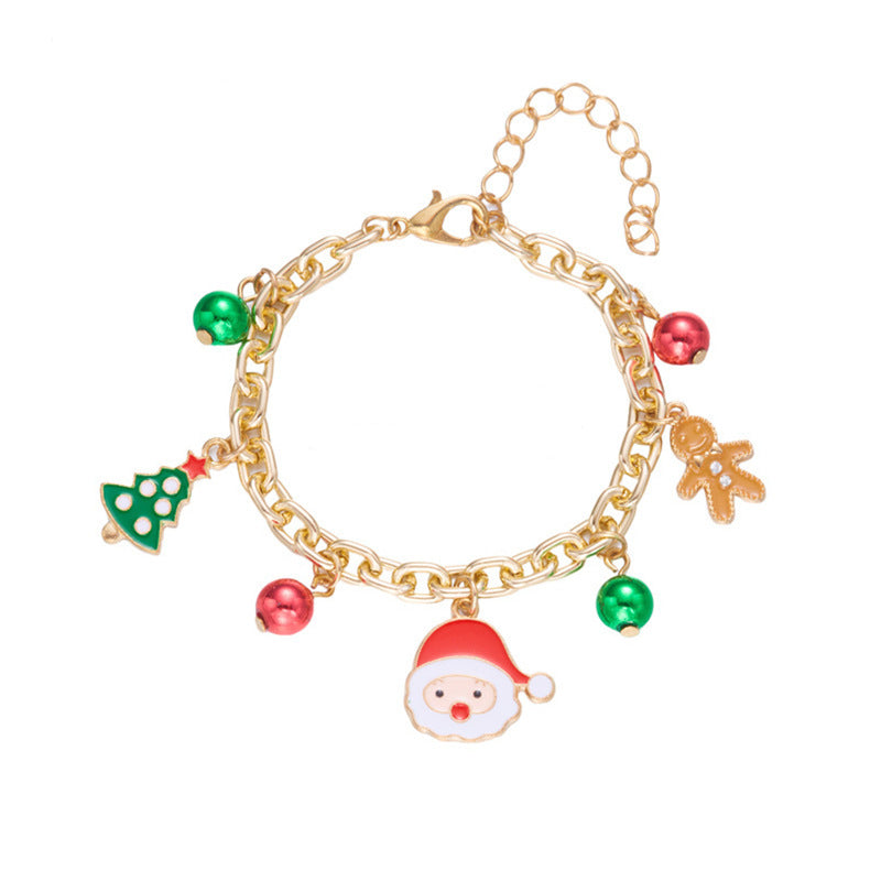 Christmas Stainless Steel Zircon Bangle Snowflake Elk Santa Pendant OT Buckle Jewelry