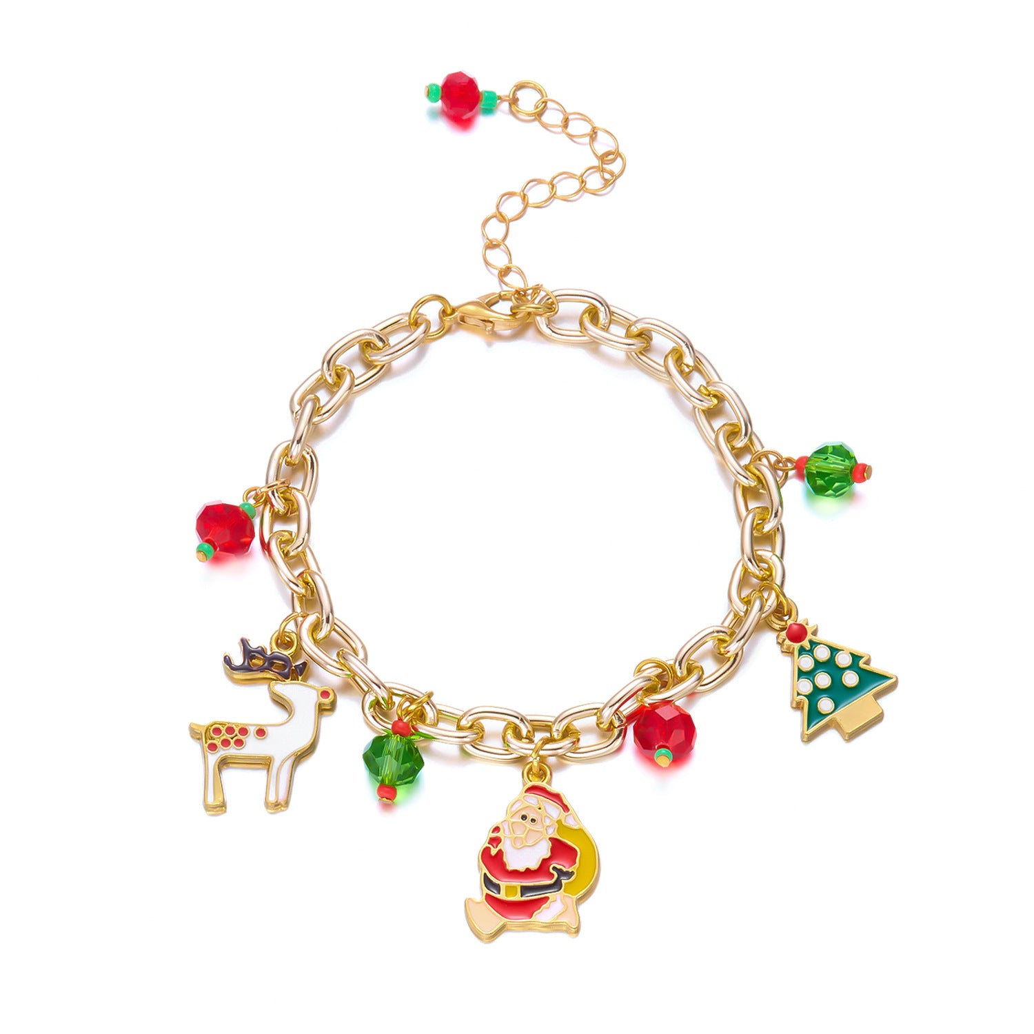 Christmas Stainless Steel Zircon Bangle Snowflake Elk Santa Pendant OT Buckle Jewelry