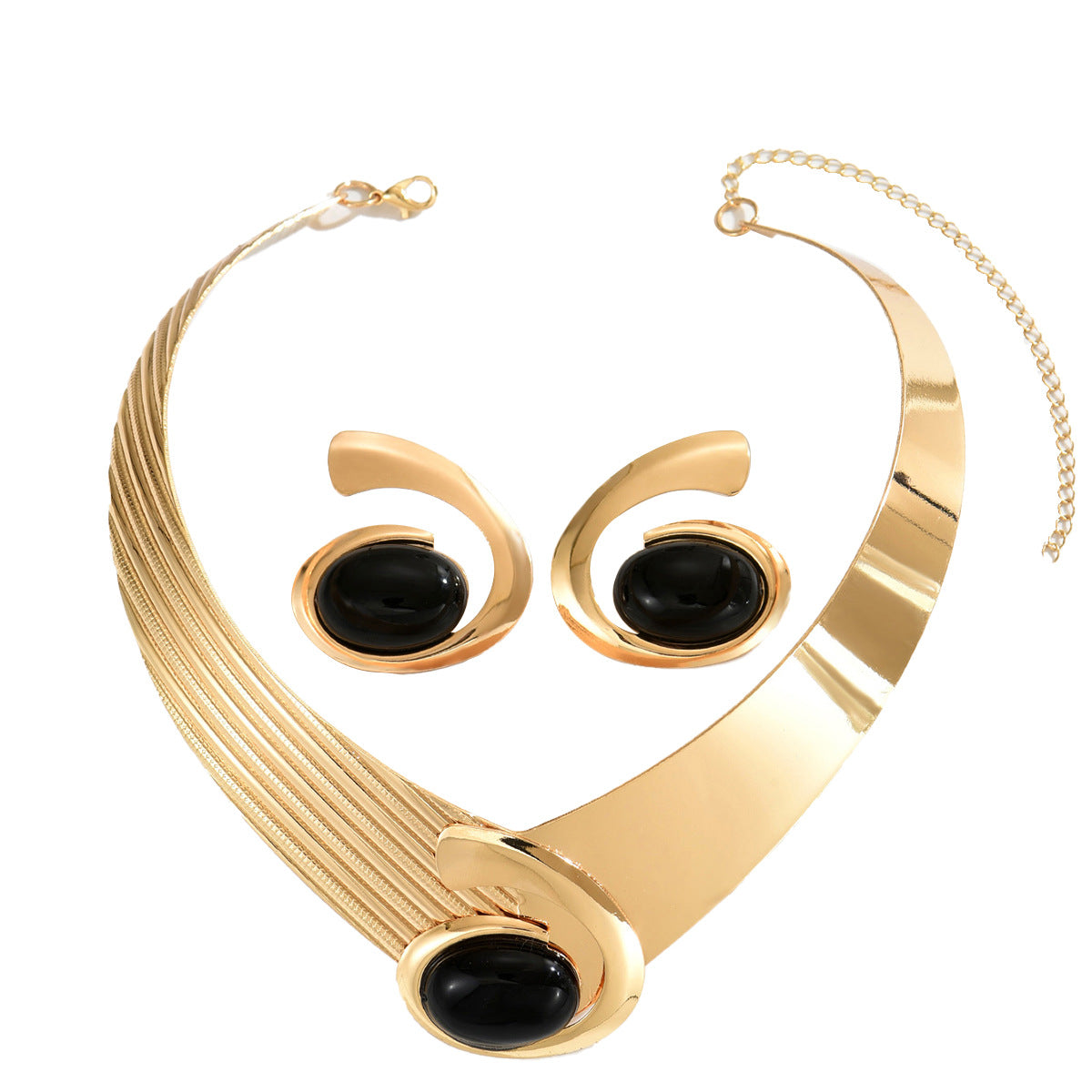 2025 New Arrival JINRUI TZ-32 Gold Plated Stainless Steel Women Jewelry Set with Geometric Shell Pendant Necklace and Joker Earrings